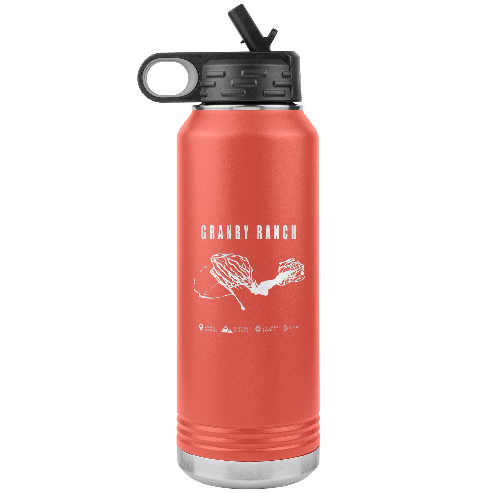 Granby Ranch Colorado Ski Trail Map 32oz Water Bottle Tumbler - Powderaddicts