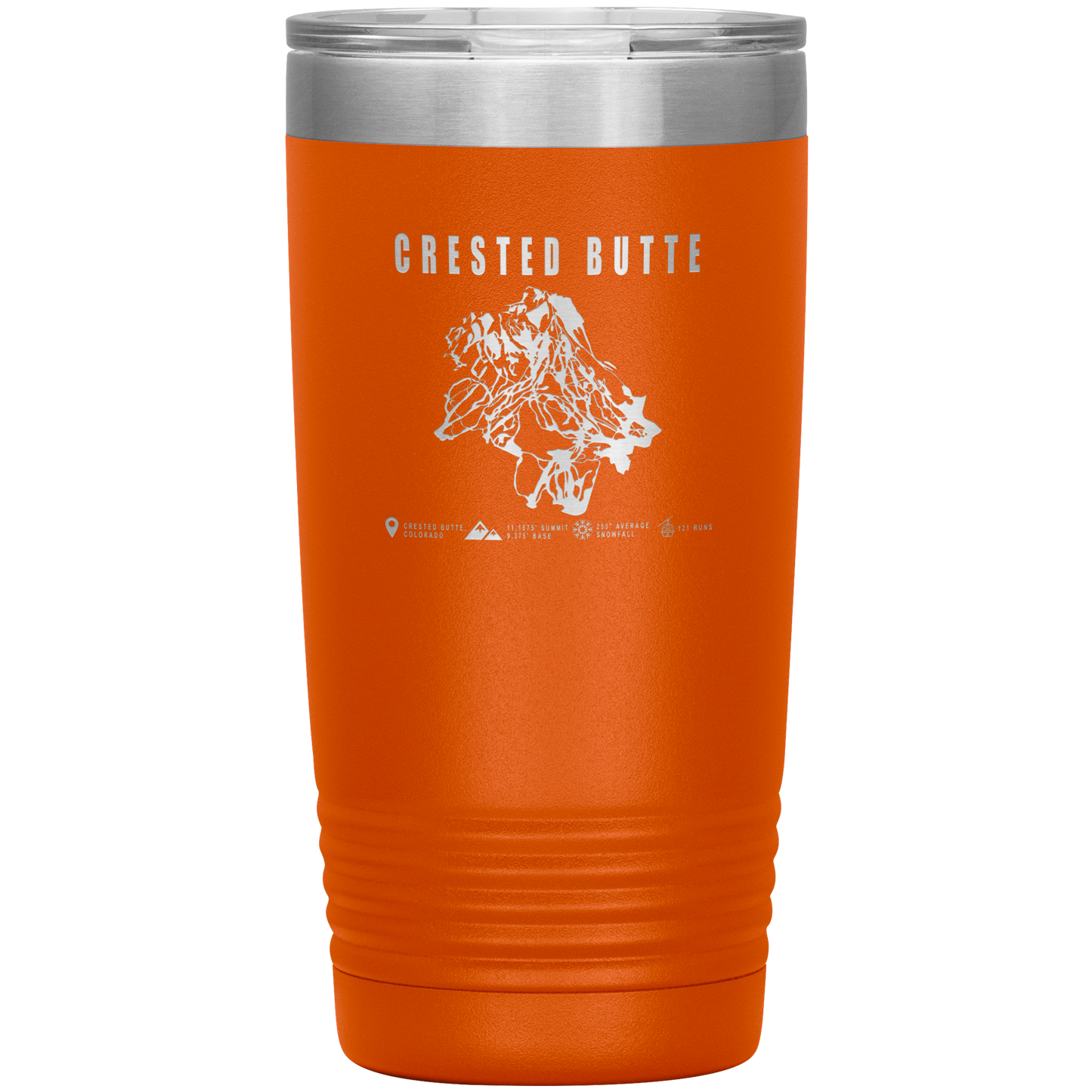Crested Butte Colorado Ski Trail Map 20oz Tumbler - Powderaddicts