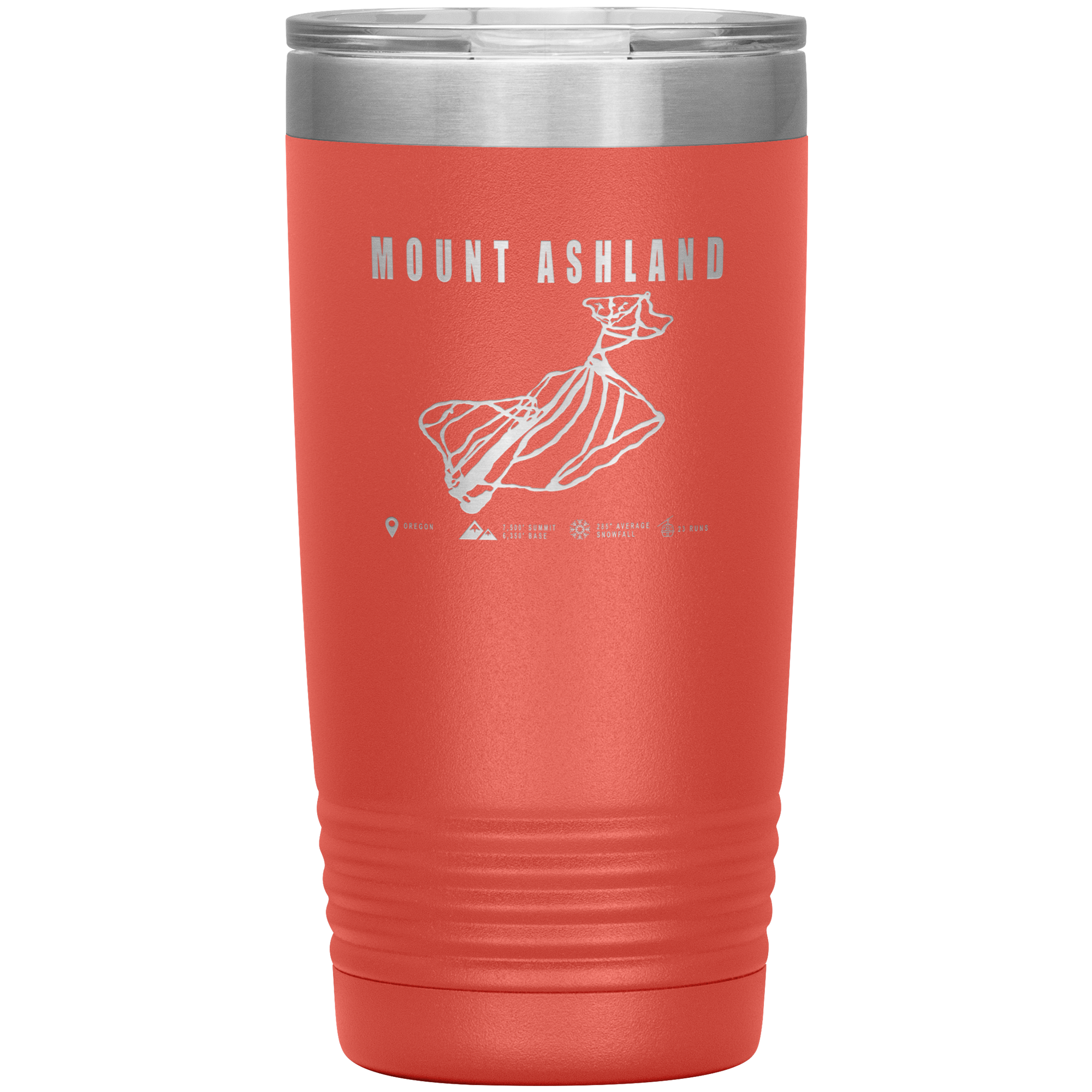 Mount Ashland, Oregon Ski Trail Map 20oz Tumbler - Powderaddicts