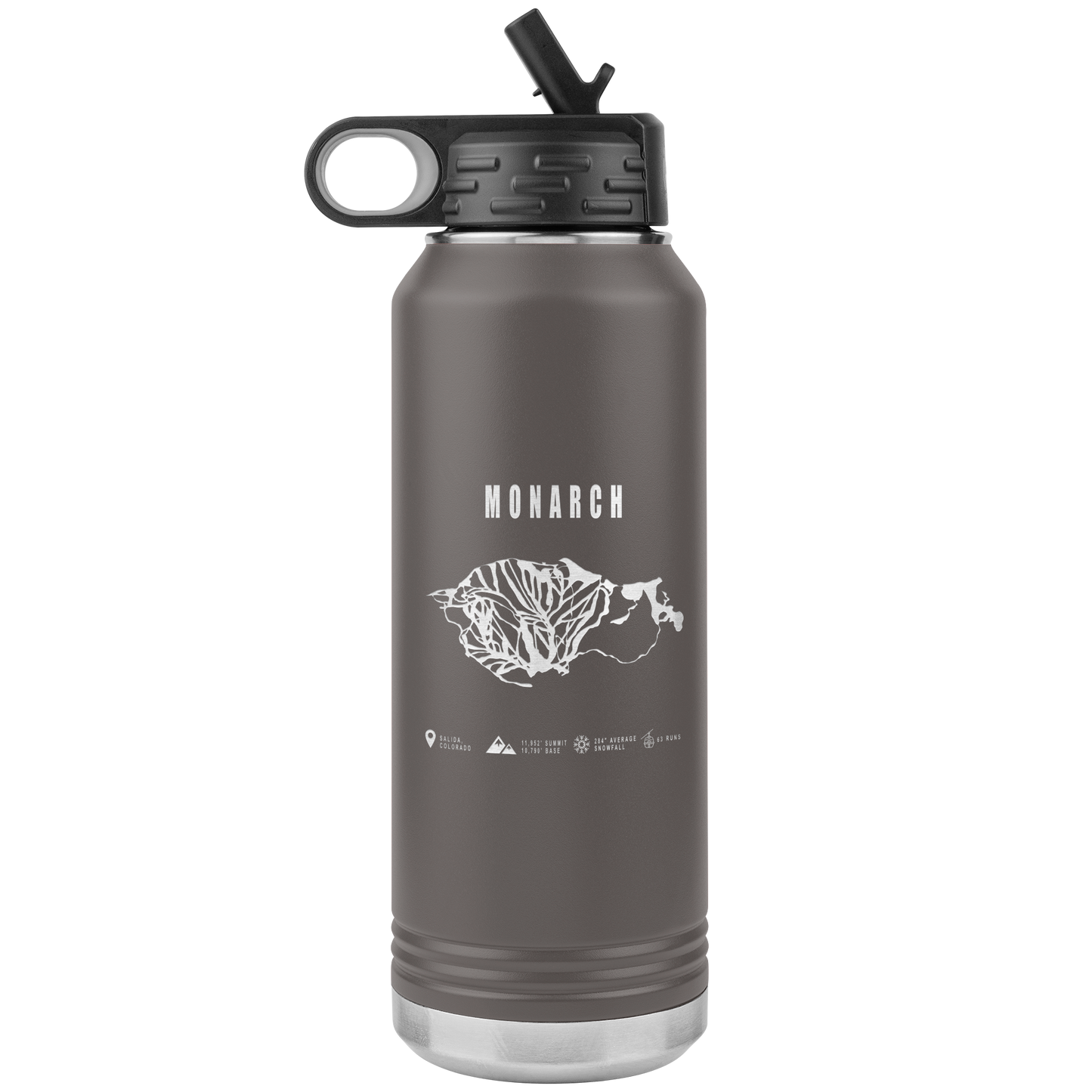 Monarch Colorado Ski Trail Map 32oz Water Bottle Tumbler - Powderaddicts