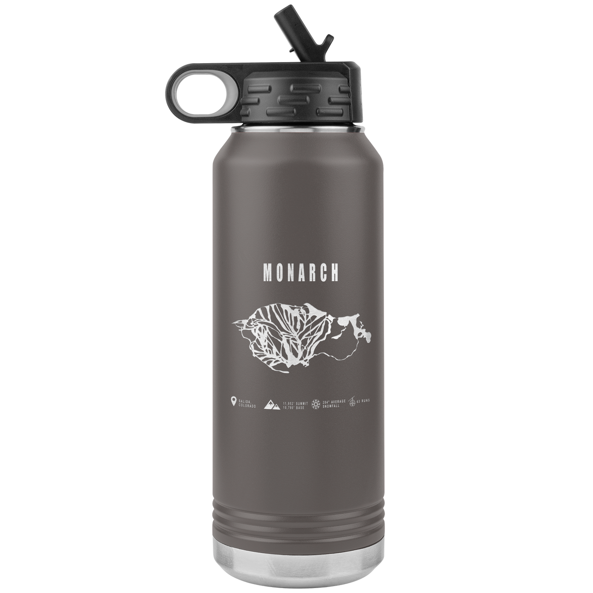 Monarch Colorado Ski Trail Map 32oz Water Bottle Tumbler - Powderaddicts