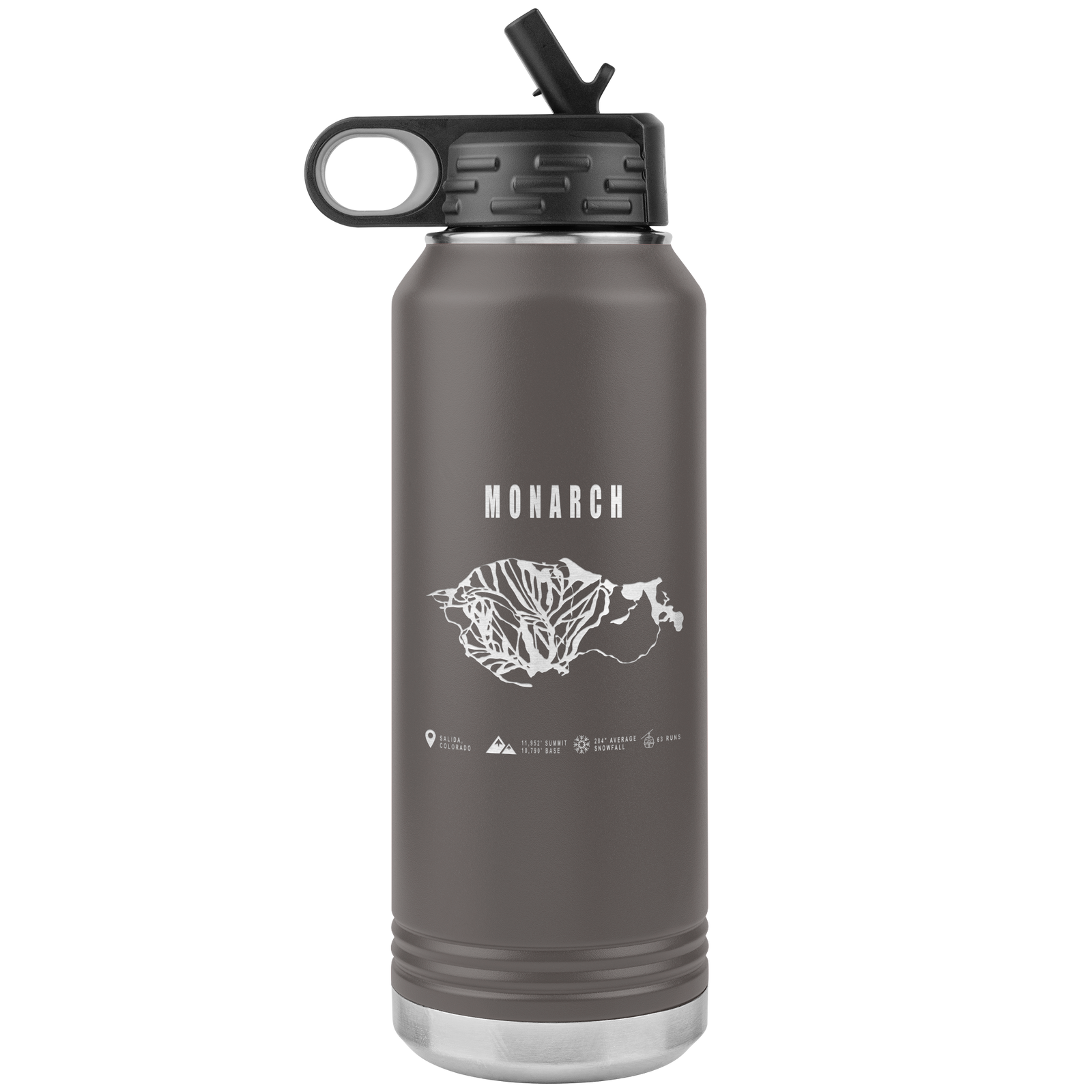 Monarch Colorado Ski Trail Map 32oz Water Bottle Tumbler - Powderaddicts