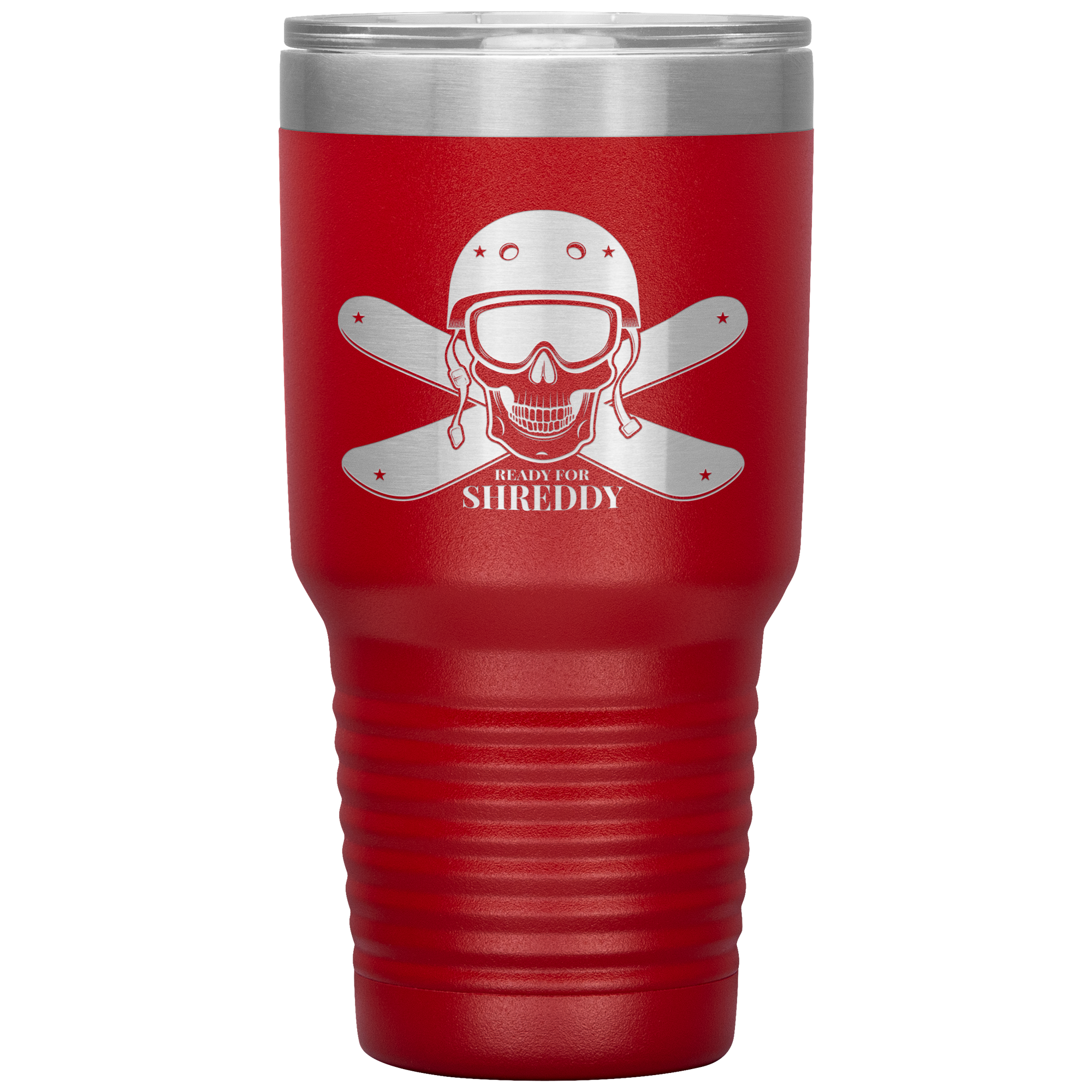 Ready For Shreddy Skeleton Skis 30oz Tumbler - Powderaddicts