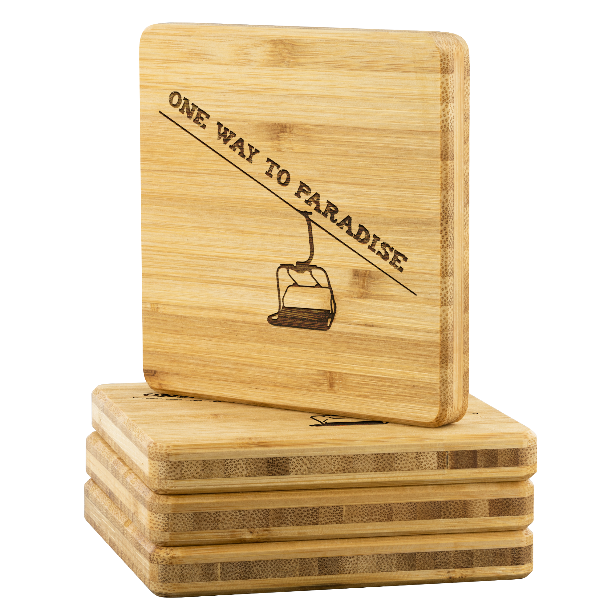 One Way To Paradise Bamboo Coaster - Powderaddicts