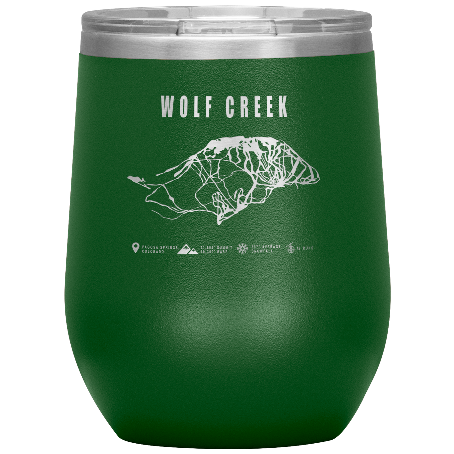 Wolf Creek Colorado Ski Trail Map Wine 12oz Tumbler - Powderaddicts