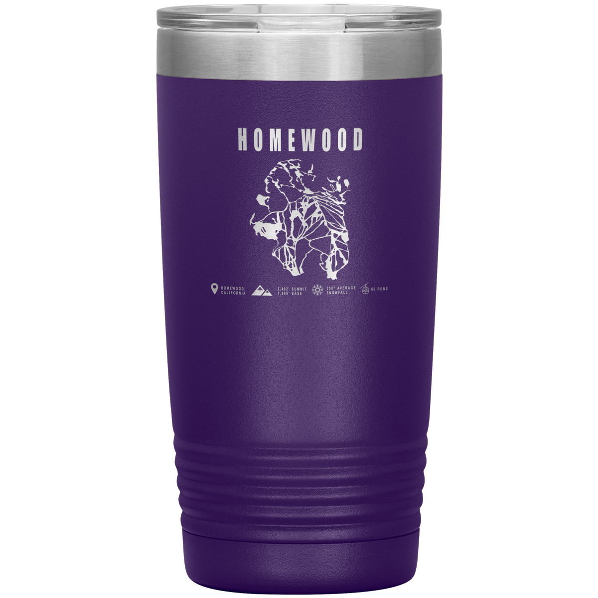 Homewood, California Ski Trail Map 20oz Tumbler - Powderaddicts