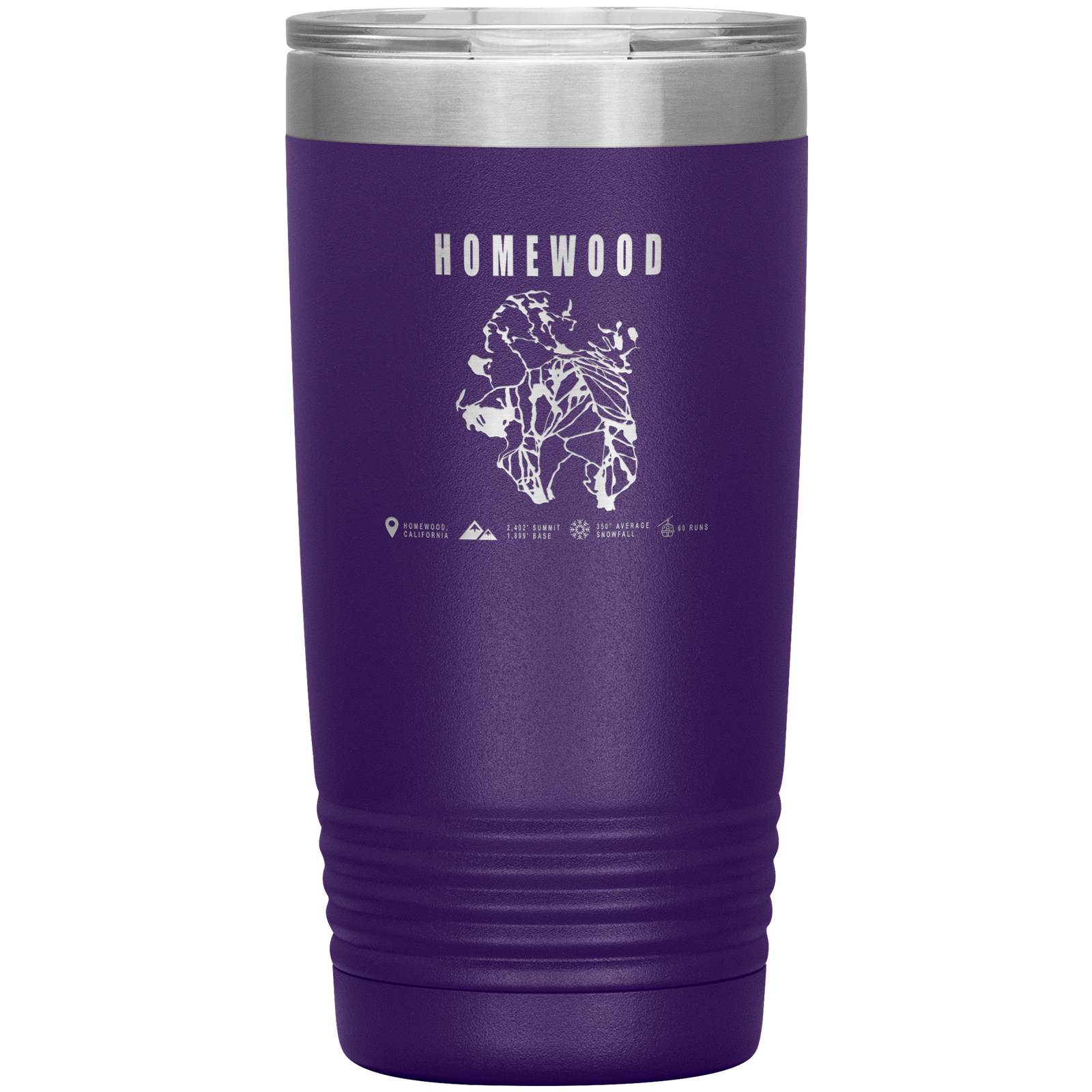 Homewood, California Ski Trail Map 20oz Tumbler - Powderaddicts