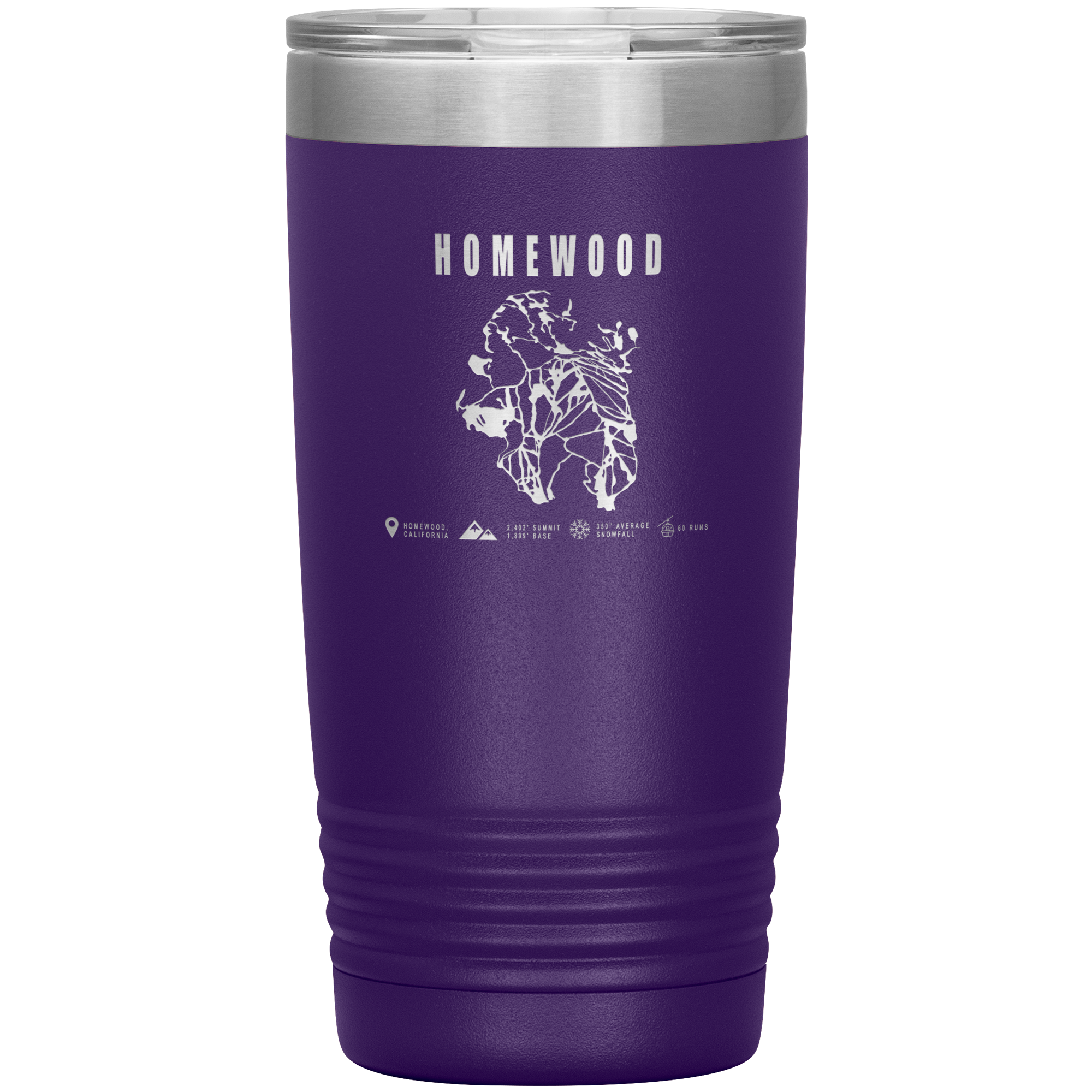 Homewood, California Ski Trail Map 20oz Tumbler - Powderaddicts