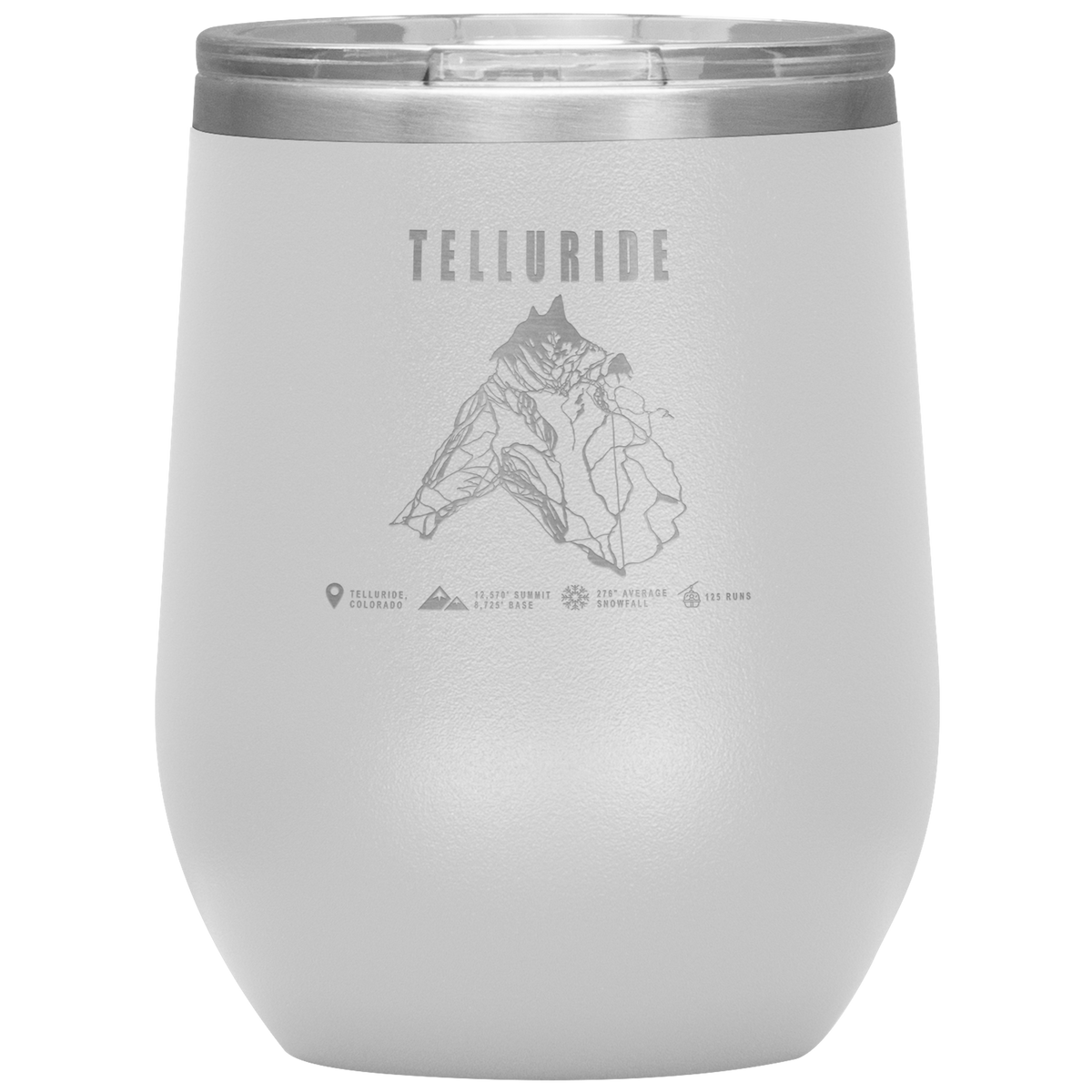 Telluride Colorado Ski Trail Map Wine 12oz Tumbler - Powderaddicts