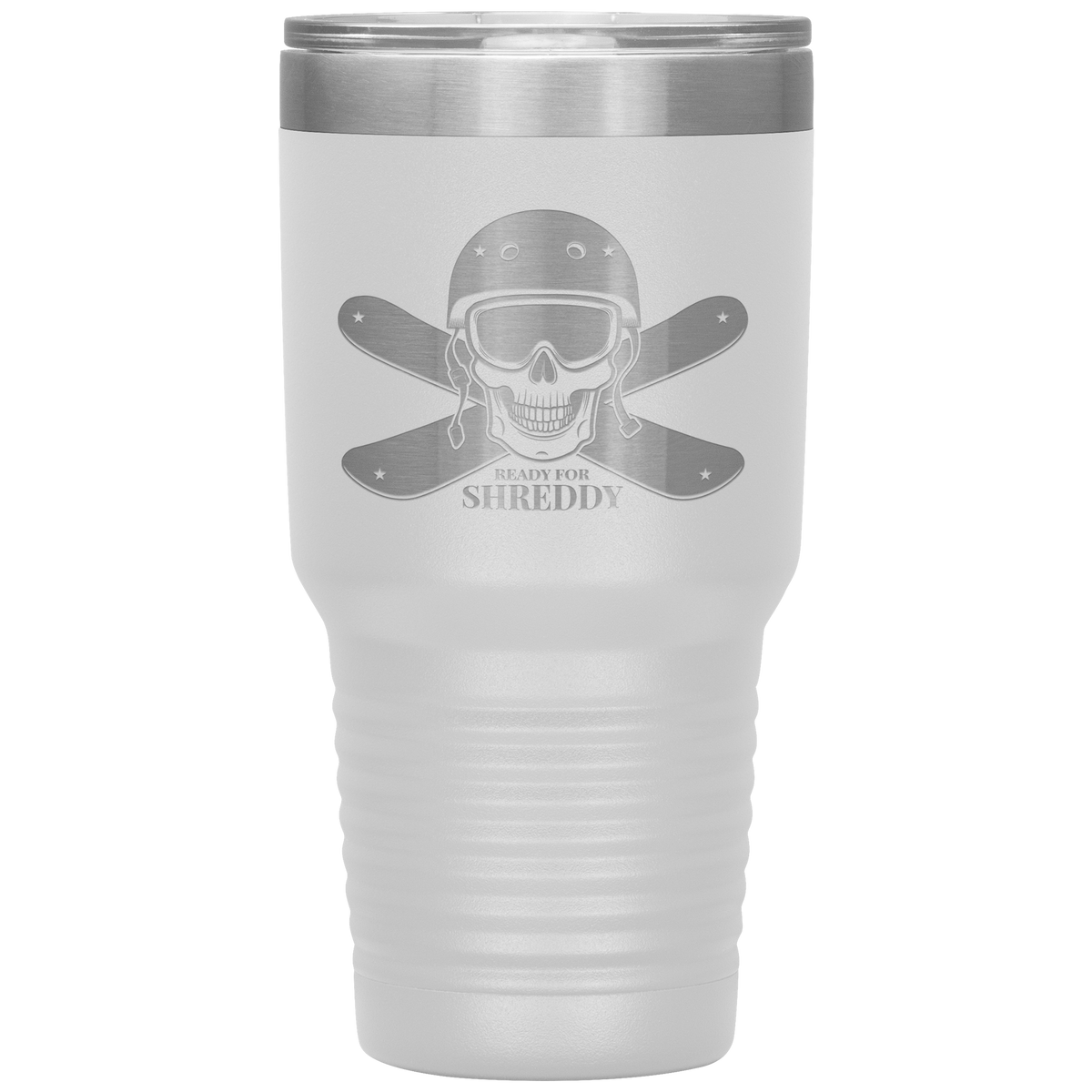 Ready For Shreddy Skeleton Skis 30oz Tumbler - Powderaddicts