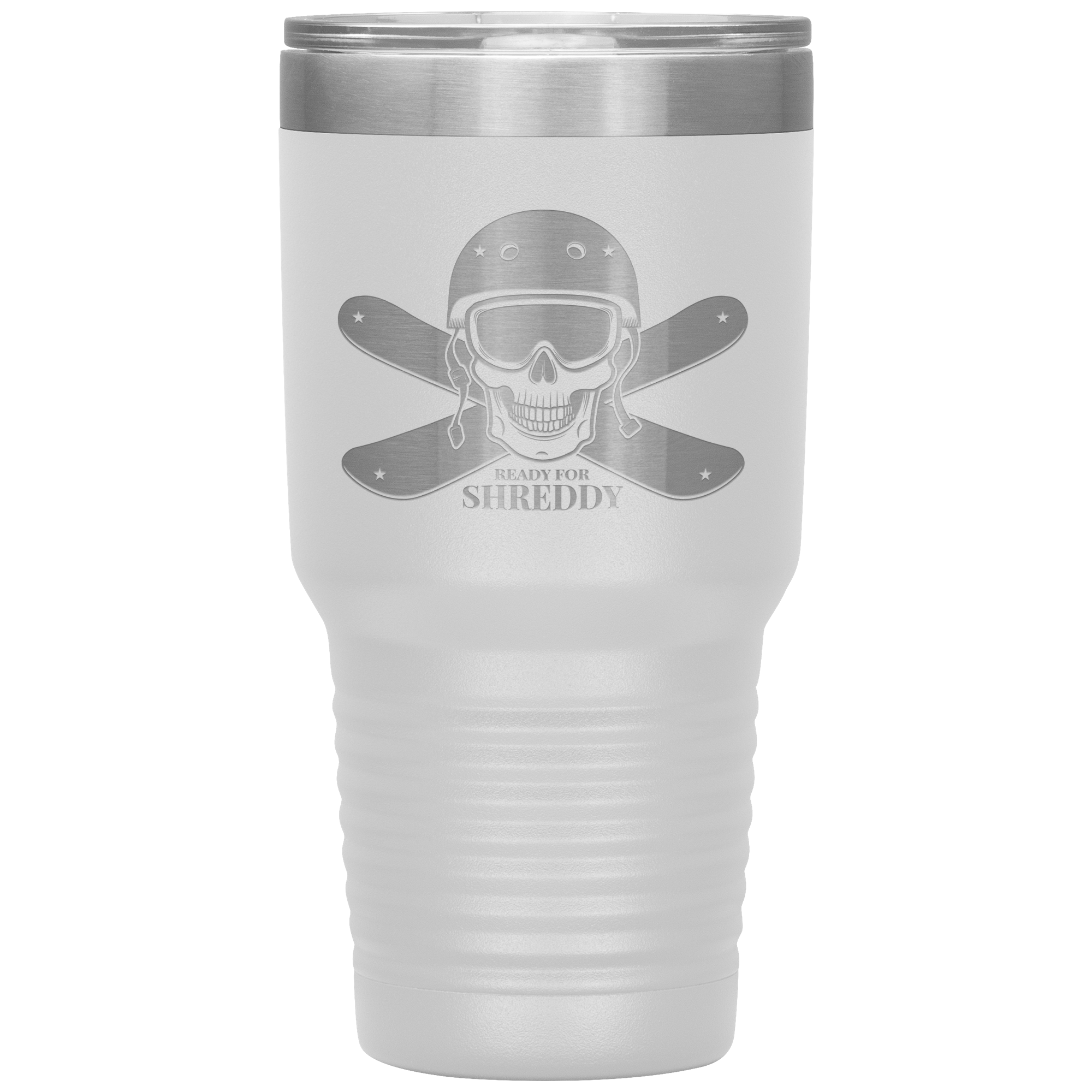 Ready For Shreddy Skeleton Skis 30oz Tumbler - Powderaddicts