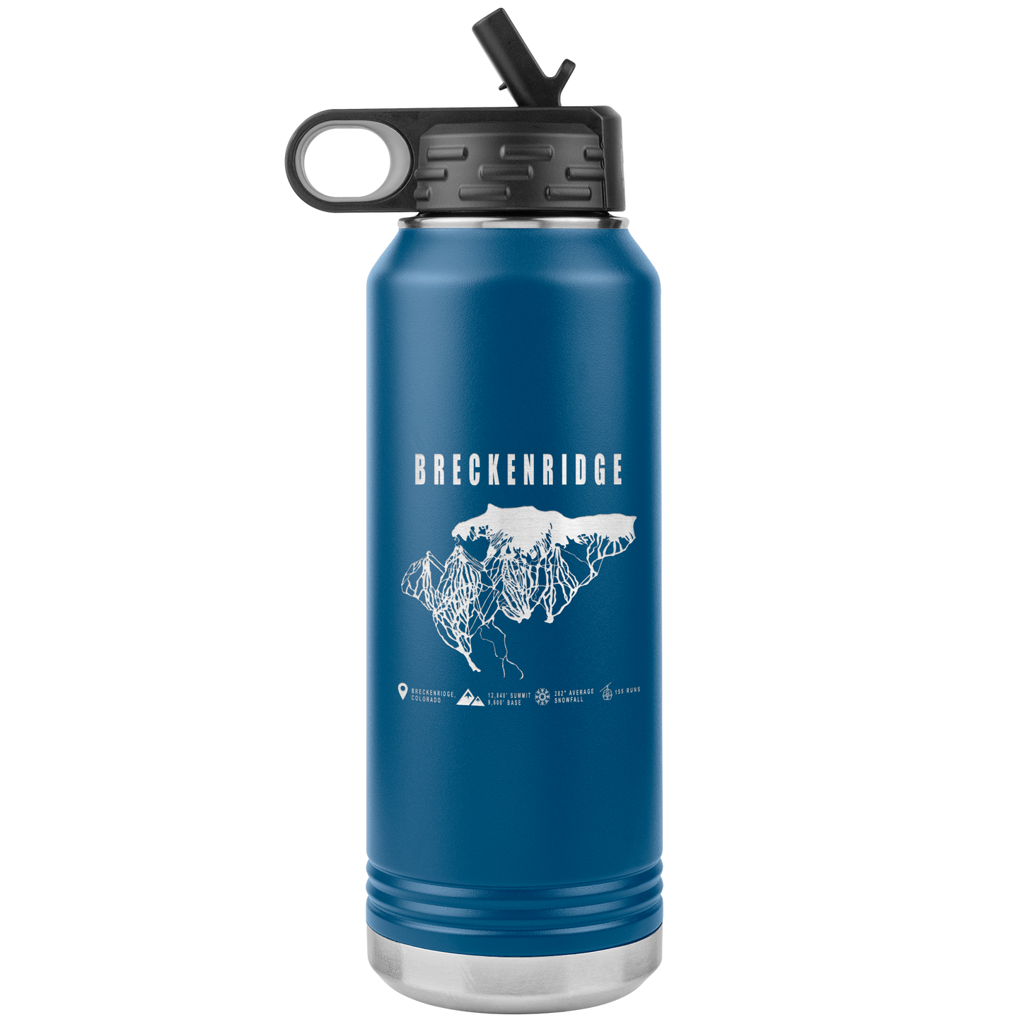 Breckenridge Colorado Ski Trail Map 32oz Water Bottle Tumbler - Powderaddicts