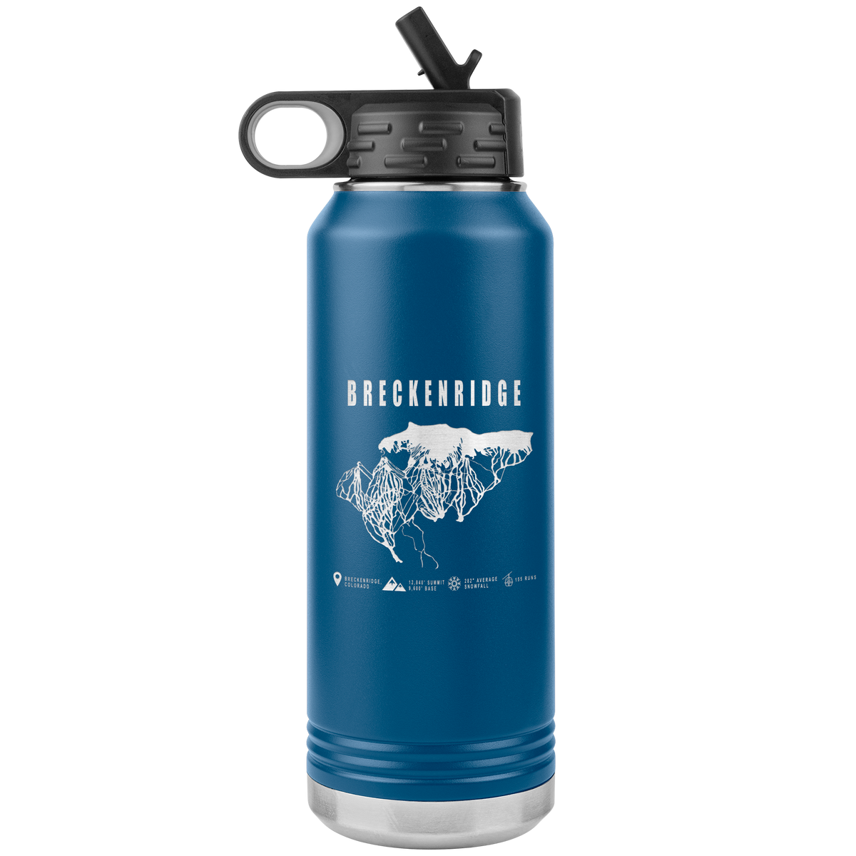 Breckenridge Colorado Ski Trail Map 32oz Water Bottle Tumbler - Powderaddicts