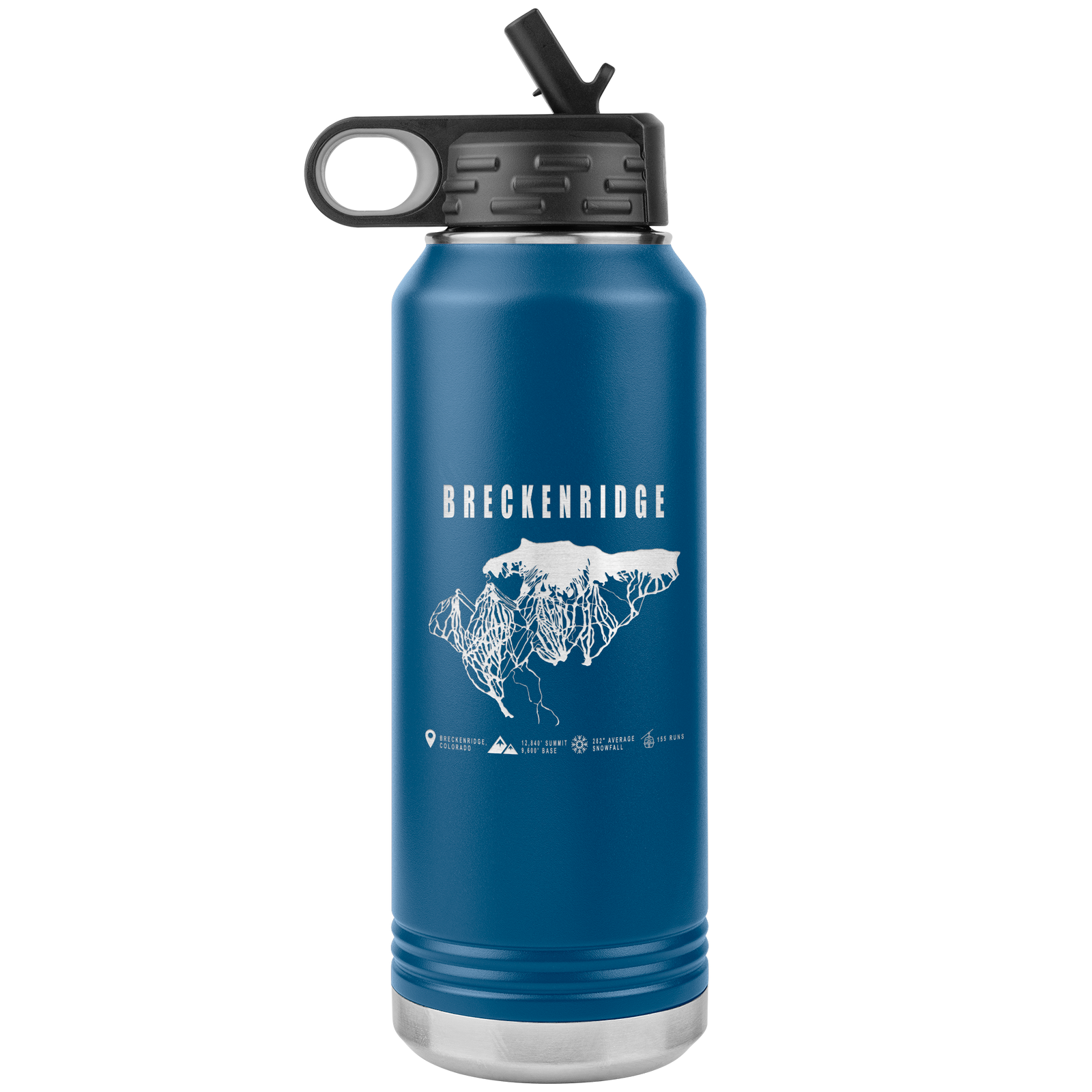 Breckenridge Colorado Ski Trail Map 32oz Water Bottle Tumbler - Powderaddicts