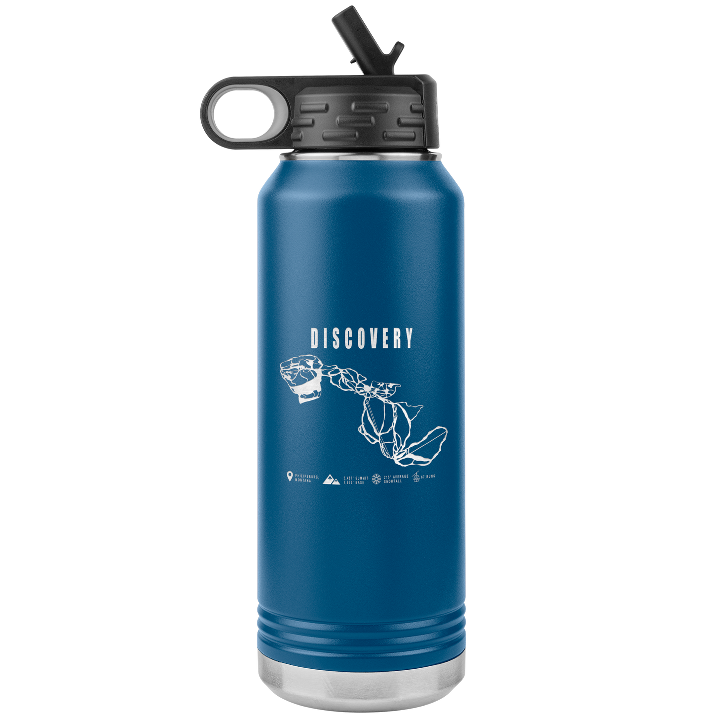 Discovery Montana Ski Trail Map 32oz Water Bottle Tumbler - Powderaddicts