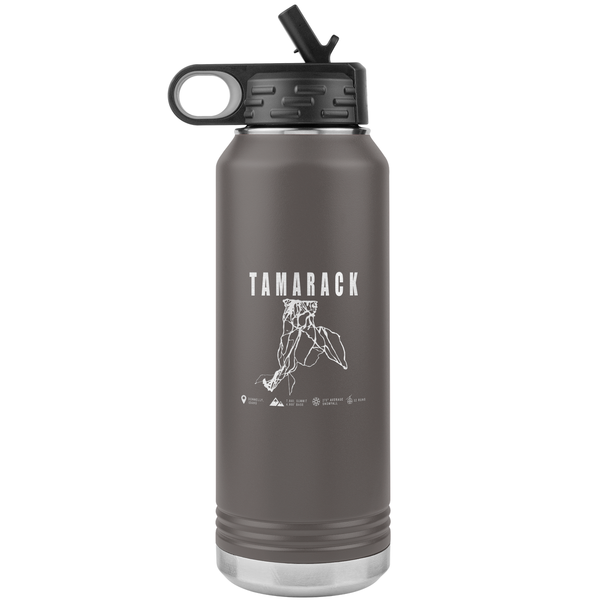 Tamarack Idaho Ski Trail Map 32oz Water Bottle Tumbler - Powderaddicts