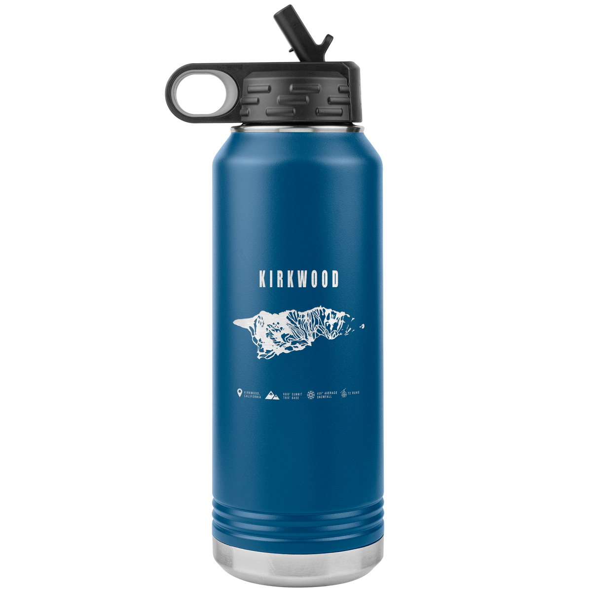 Kirkwood, California Ski Trail Map 32oz Water Bottle Tumbler - Powderaddicts
