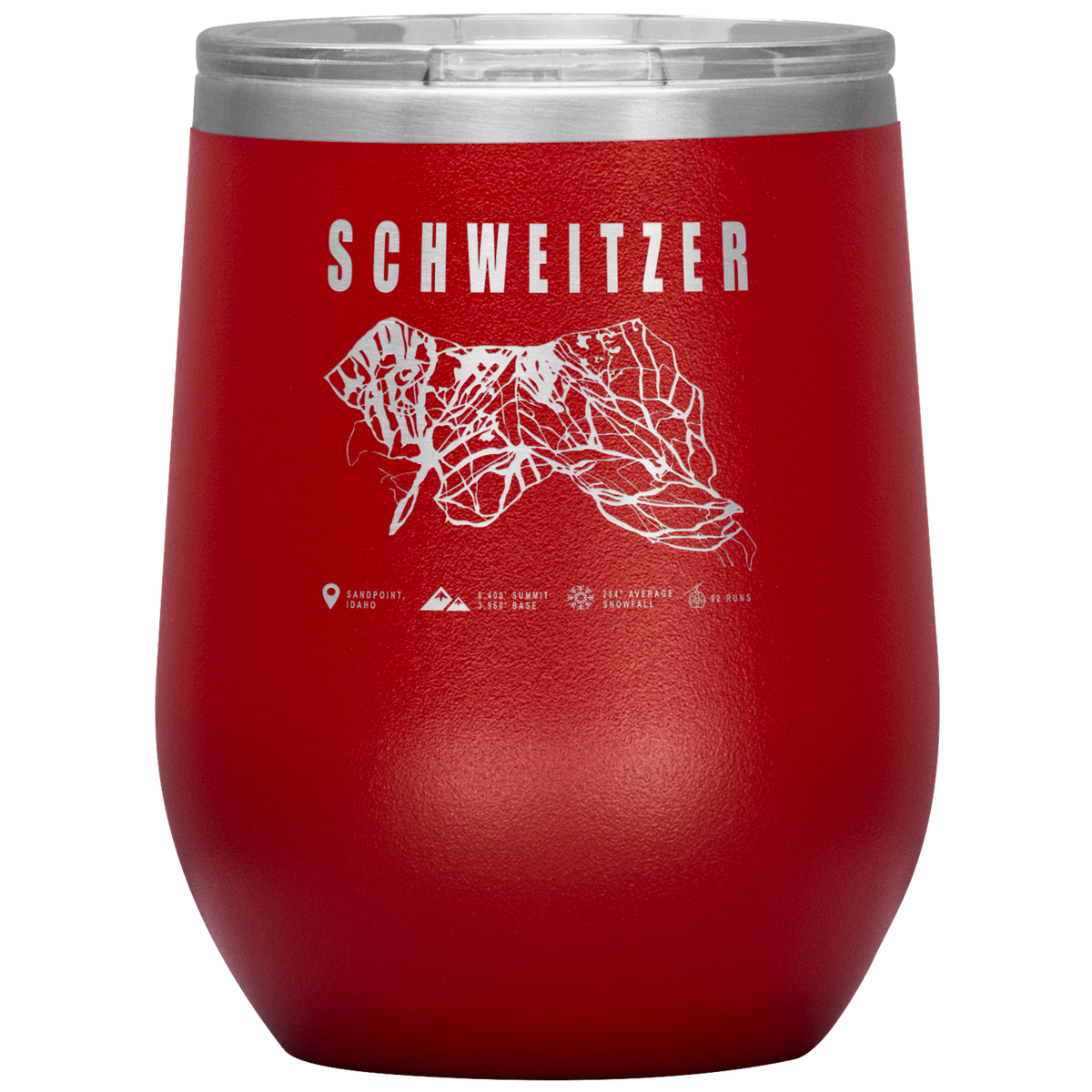 Schweitzer Idaho Ski Trail Map Wine 12oz Tumbler - Powderaddicts