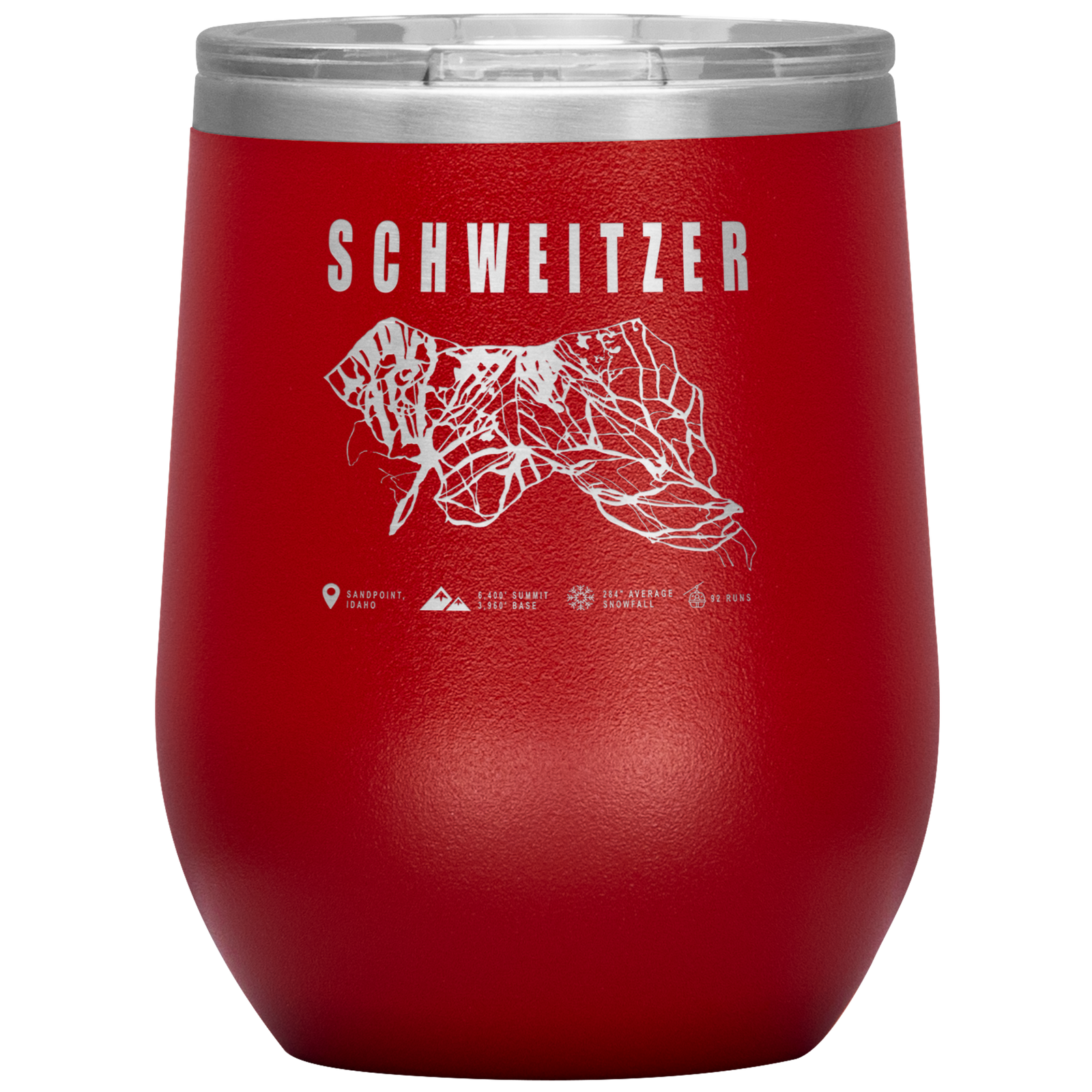Schweitzer Idaho Ski Trail Map Wine 12oz Tumbler - Powderaddicts