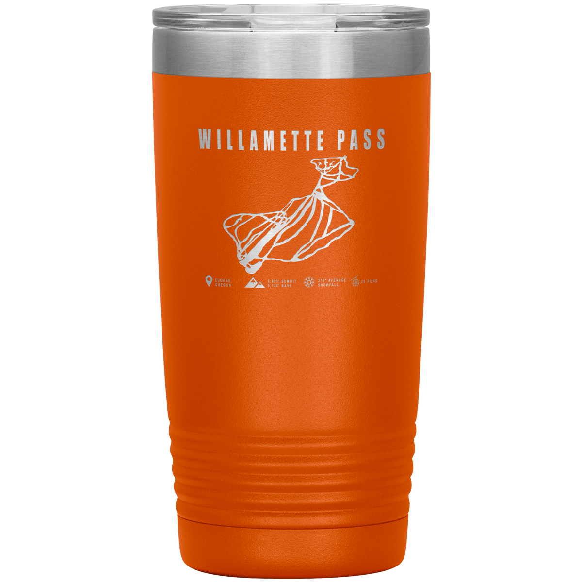 Willamette Pass, Oregon Ski Trail Map 20oz Tumbler - Powderaddicts