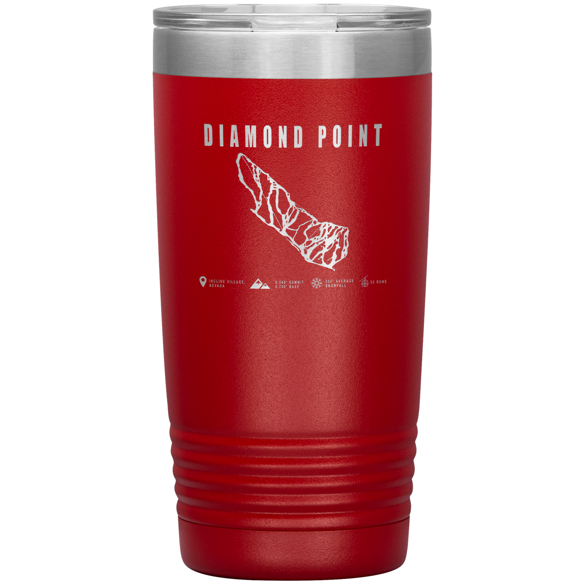 Diamond Point, Nevada Ski Trail Map 20oz Tumbler - Powderaddicts