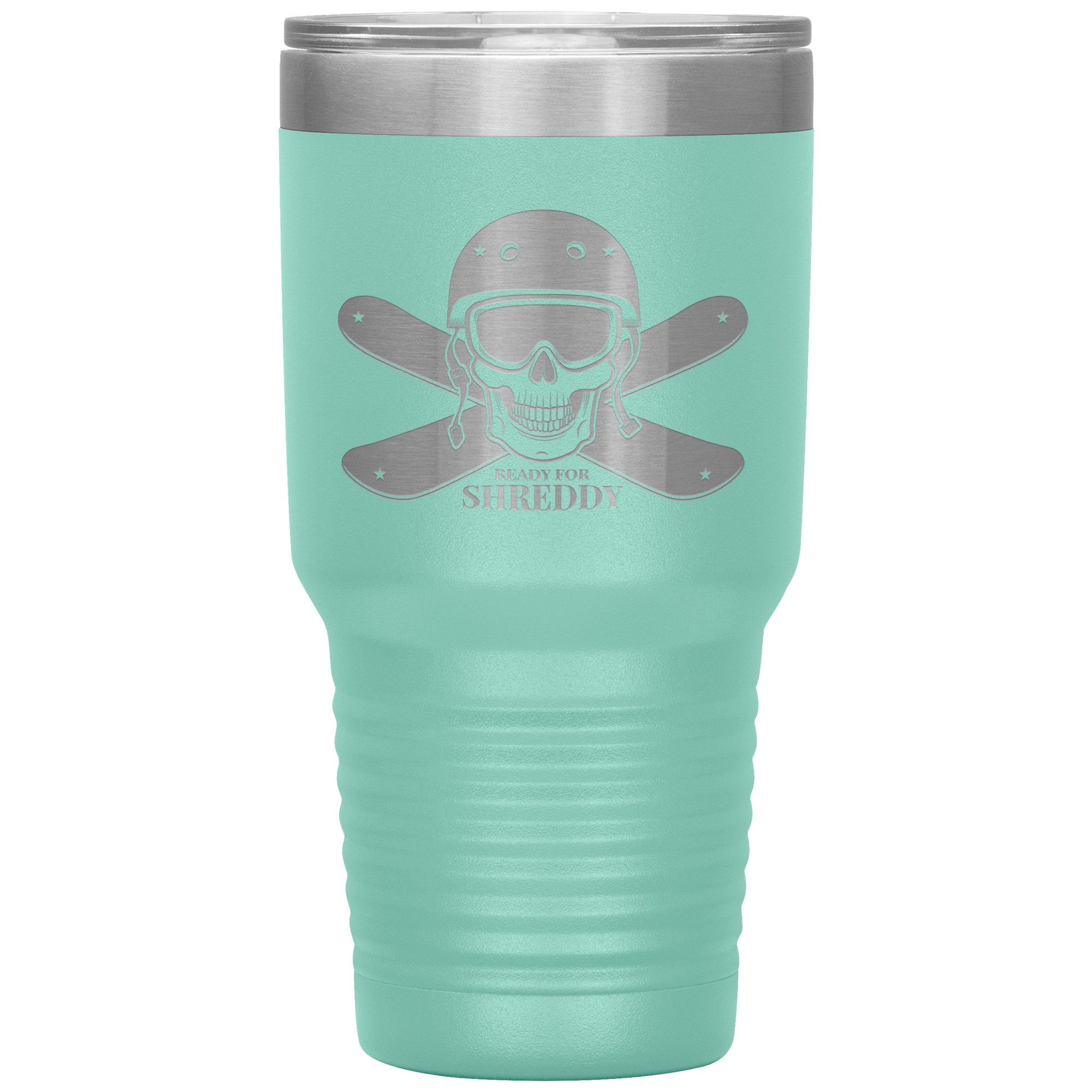 Ready For Shreddy Skeleton Skis 30oz Tumbler - Powderaddicts