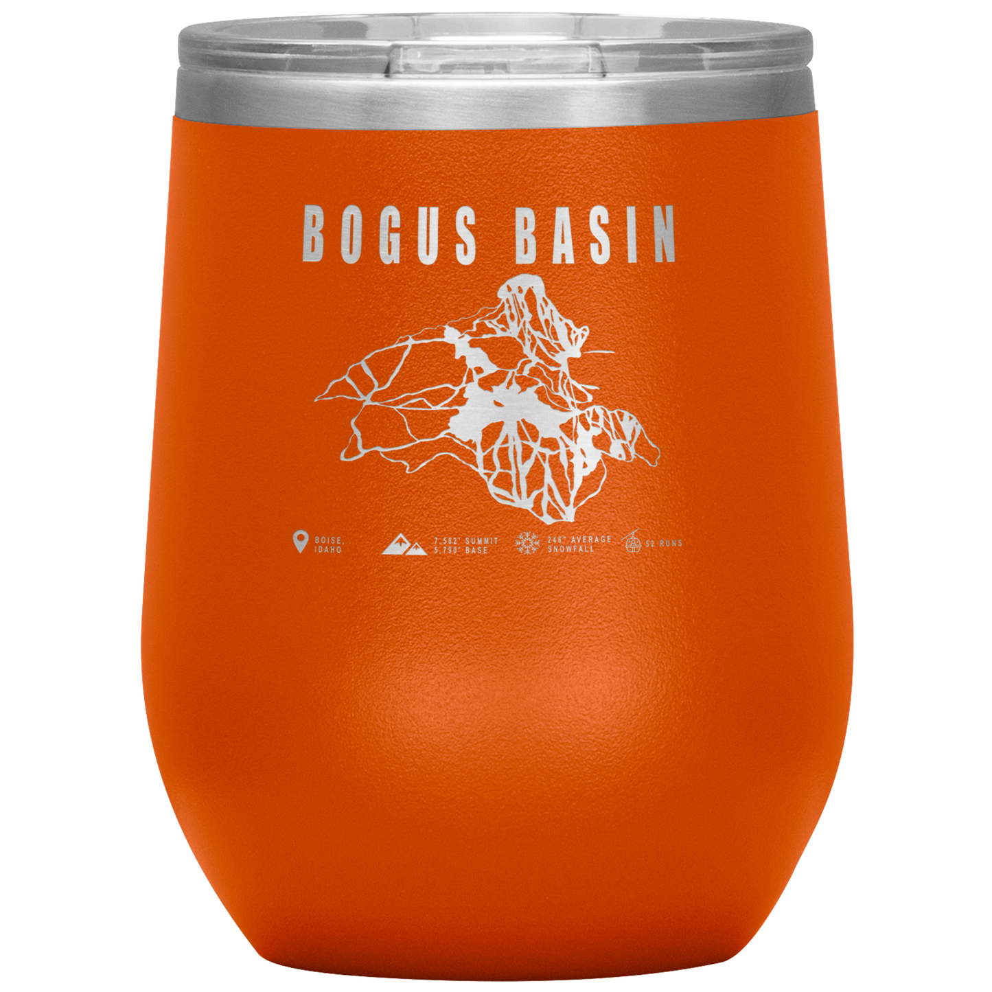 Bogus Basin Idaho Ski Trail Map Wine 12oz Tumbler - Powderaddicts