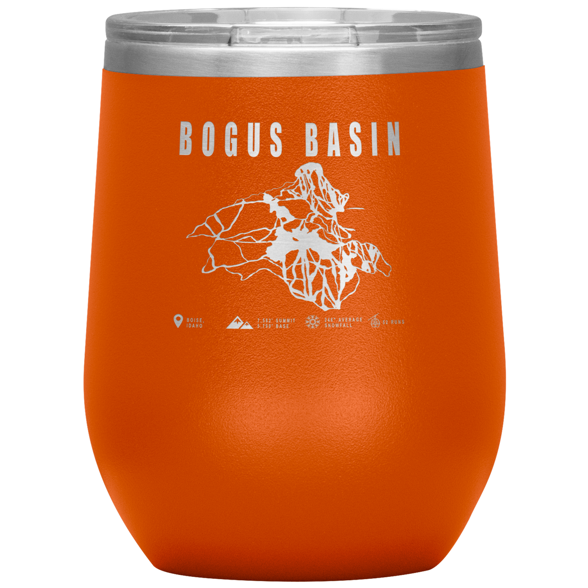 Bogus Basin Idaho Ski Trail Map Wine 12oz Tumbler - Powderaddicts