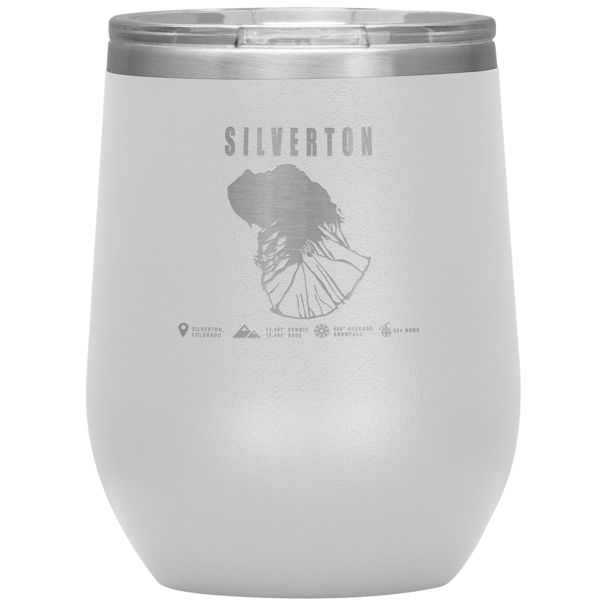 Silverton Colorado Ski Trail Map Wine 12oz Tumbler - Powderaddicts