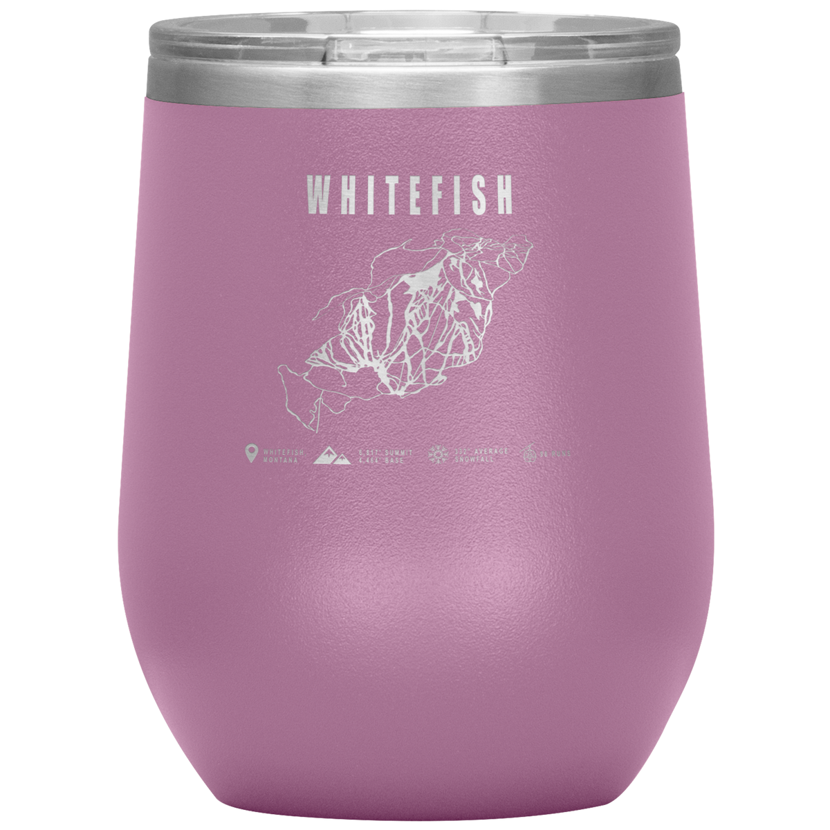 Whitefish Montana Ski Trail Map Wine 12oz Tumbler - Powderaddicts