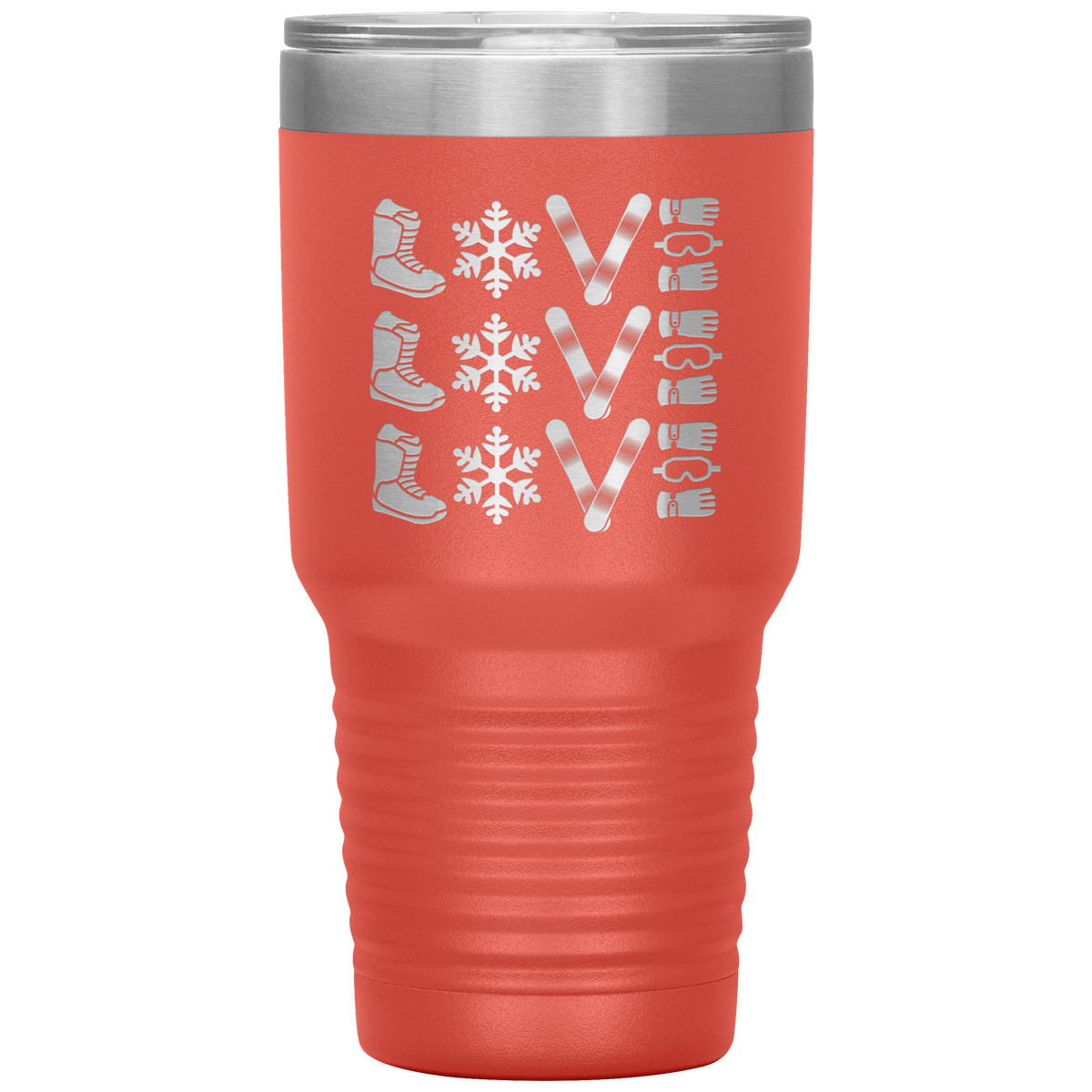 Triple LOVE Snowboard 30oz Laser Etched Tumbler - Powderaddicts