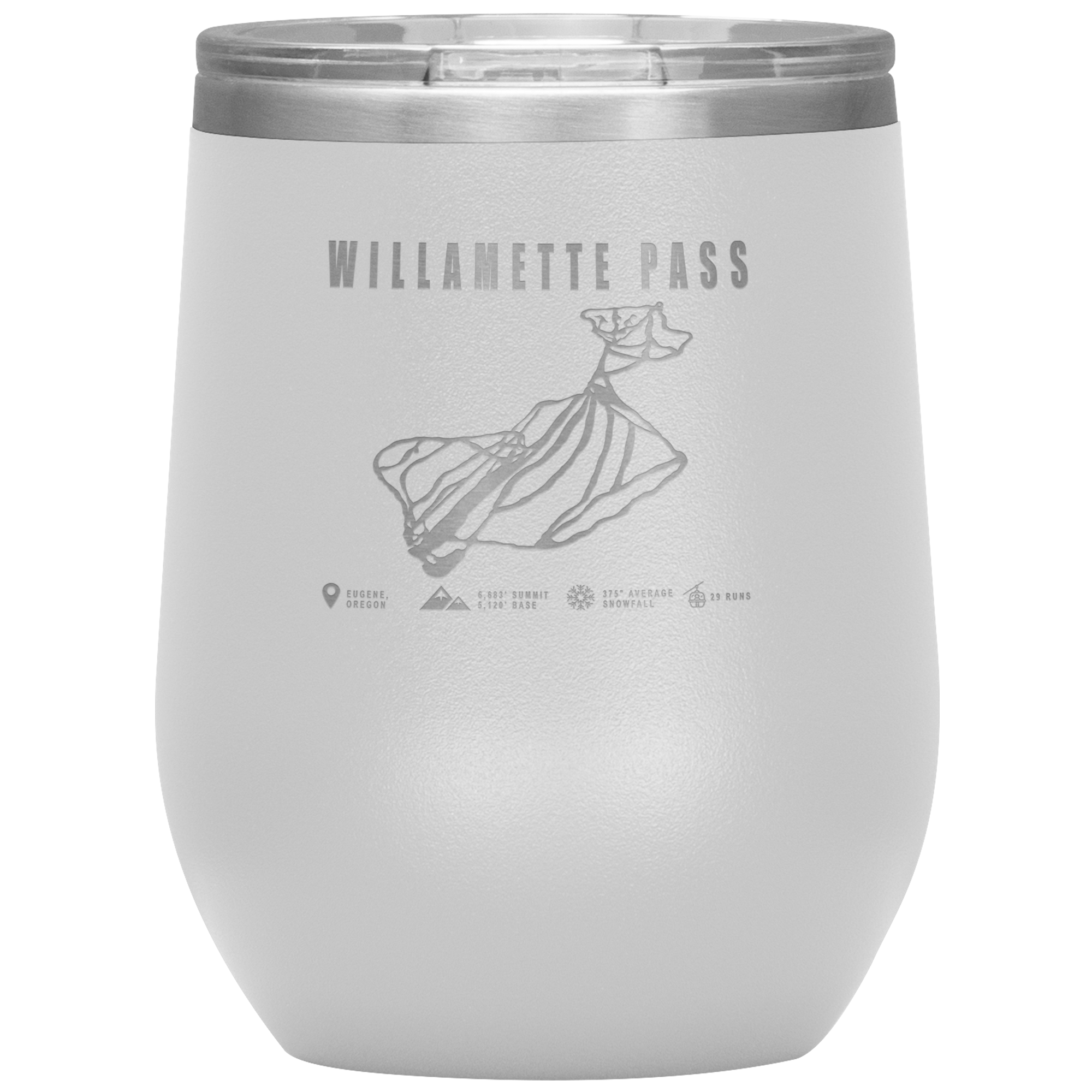 Willamette Pass, Oregon Ski Trail Map Wine 12oz Tumbler - Powderaddicts