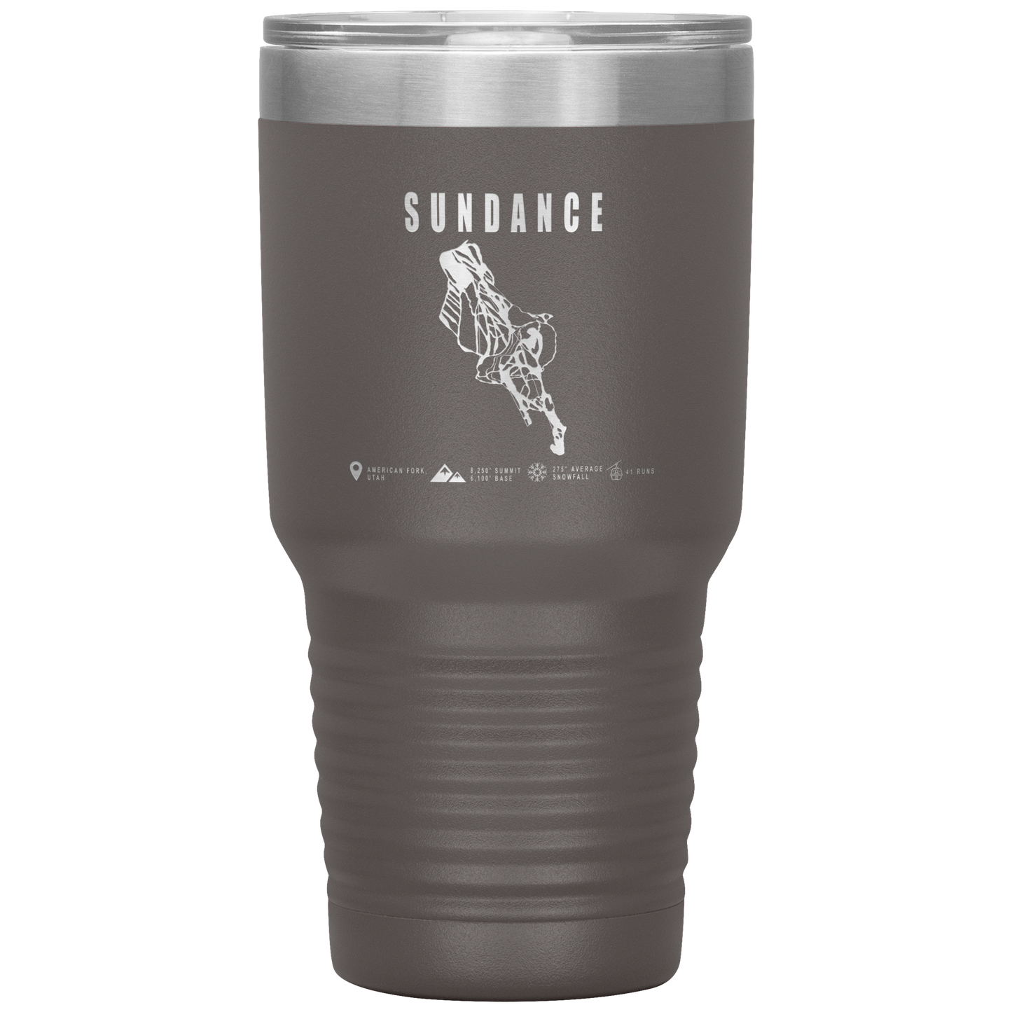 Sundance,Utah Ski Trail Map 30oz Tumbler - Powderaddicts