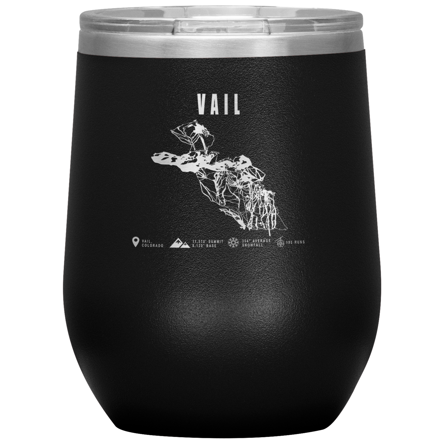 Vail Colorado Ski Trail Map Wine 12oz Tumbler