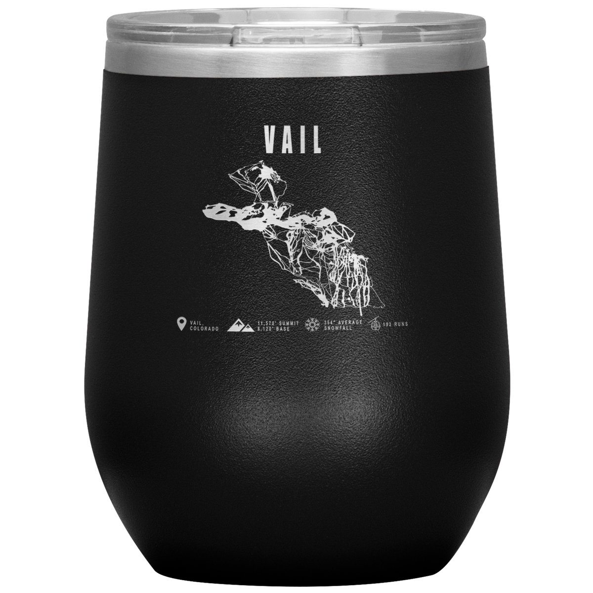Vail Colorado Ski Trail Map Wine 12oz Tumbler - Powderaddicts