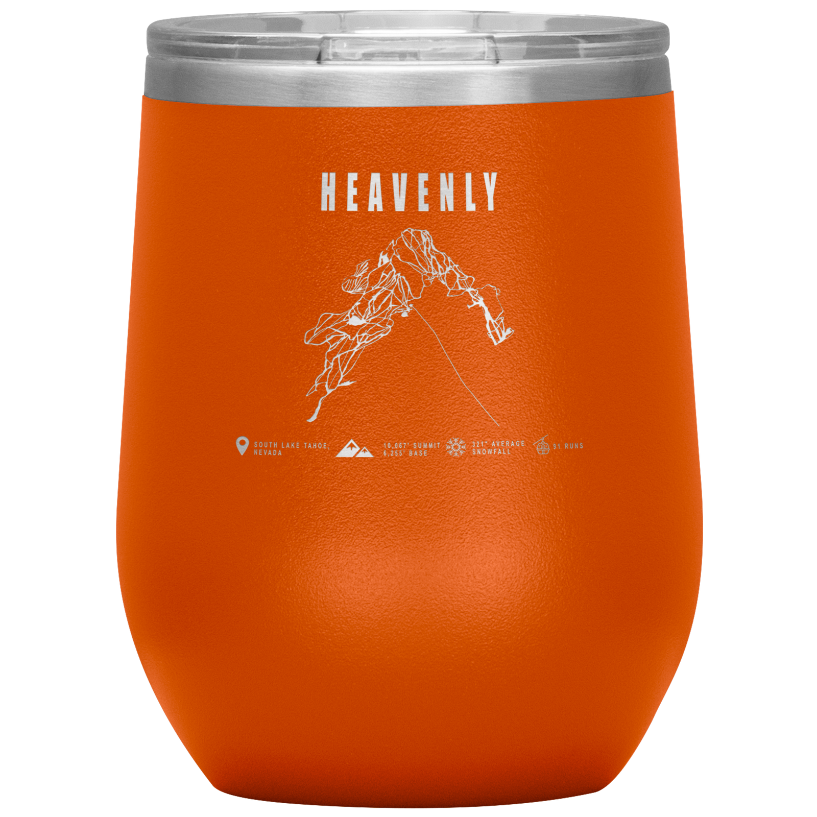 Heavenly, Nevada Ski Trail Map Wine 12oz Tumbler - Powderaddicts