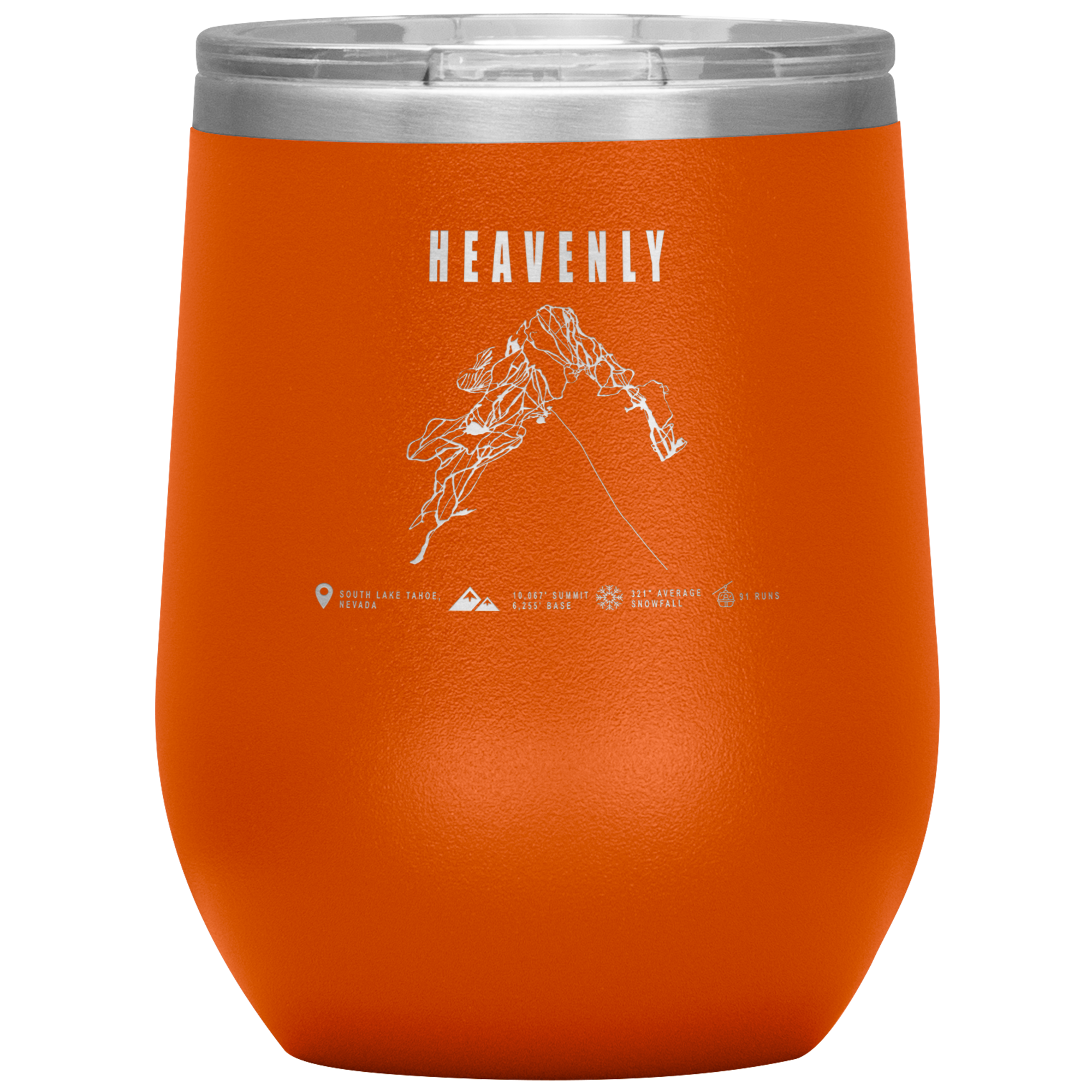 Heavenly, Nevada Ski Trail Map Wine 12oz Tumbler - Powderaddicts