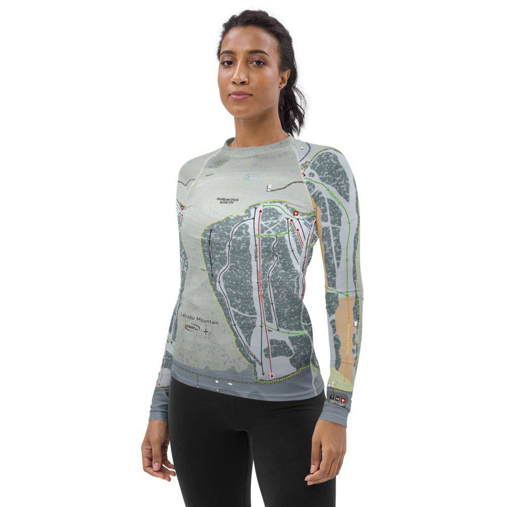 Labrador Mountain, New York Ski Trail Map Women's Base Layer Top - Powderaddicts