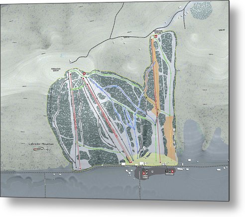 Labrador Mountain Ski Trail Map - Metal Print - Powderaddicts