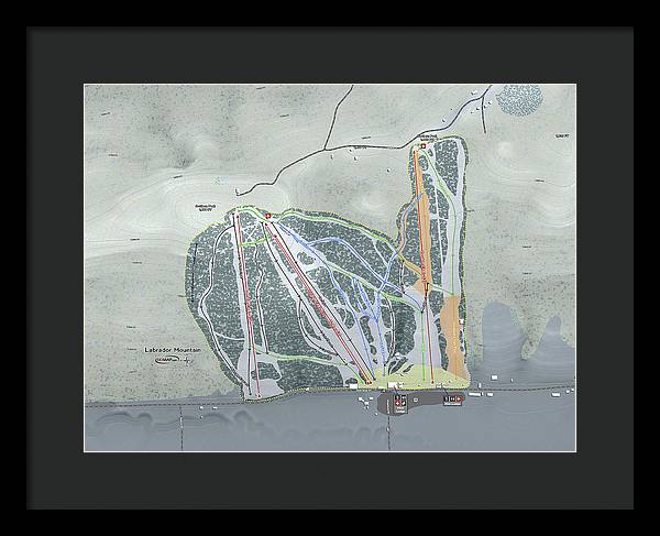 Labrador Mountain Ski Trail Map - Framed Print - Powderaddicts