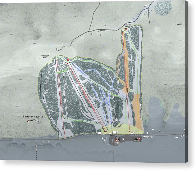 Labrador Mountain Ski Trail Map - Acrylic Print - Powderaddicts