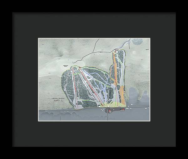 Labrador Mountain Ski Trail Map - Framed Print - Powderaddicts