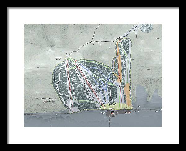 Labrador Mountain Ski Trail Map - Framed Print - Powderaddicts