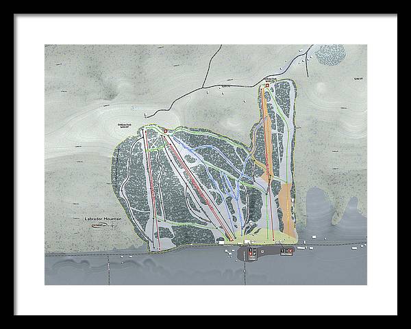 Labrador Mountain Ski Trail Map - Framed Print - Powderaddicts