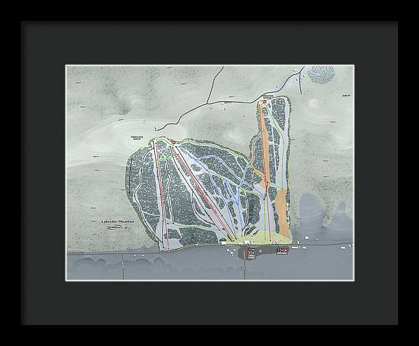 Labrador Mountain Ski Trail Map - Framed Print - Powderaddicts
