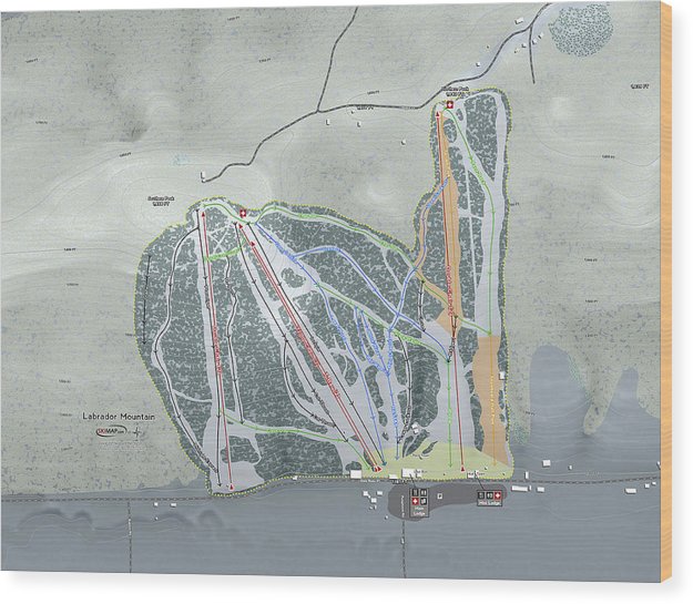 Labrador Mountain Ski Trail Map - Wood Print - Powderaddicts