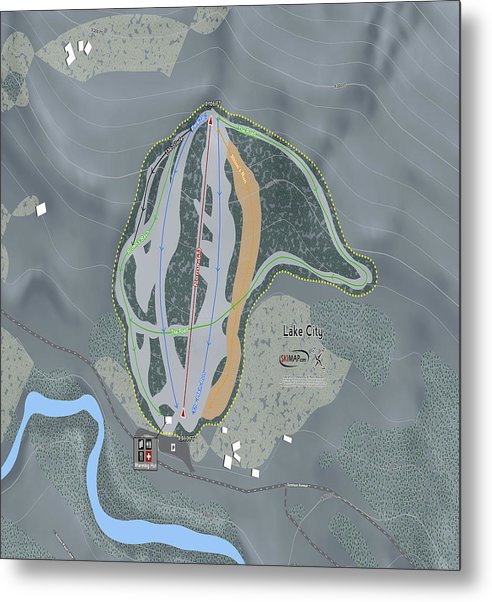 Lake City Ski Trail Map - Metal Print - Powderaddicts