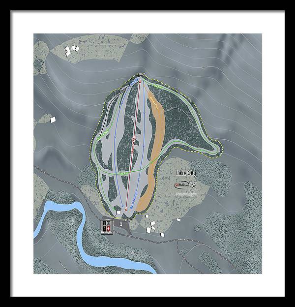 Lake City Ski Trail Map - Framed Print - Powderaddicts