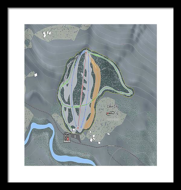 Lake City Ski Trail Map - Framed Print - Powderaddicts
