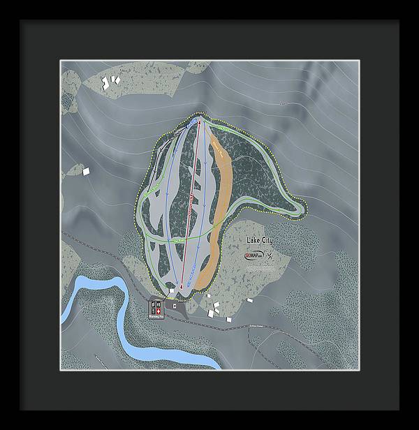 Lake City Ski Trail Map - Framed Print - Powderaddicts